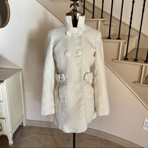 Reiss Jackets & Coats Reiss White Louise Peacoat Womens Size Xs